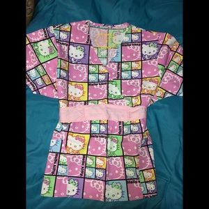Hello Kitty scrub top. Brand is F.D scrubs.